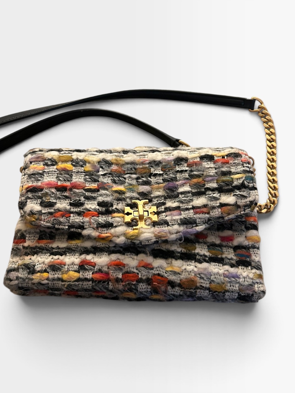 Tory Burch Multicolor Tweed Crossbody Bag with Gold Hardware
